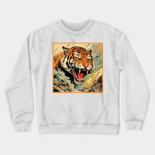 Colorful Tiger Cartoon Vintage Bengals Tiger Drawing Comics Fearless Tiger Crewneck Sweatshirt